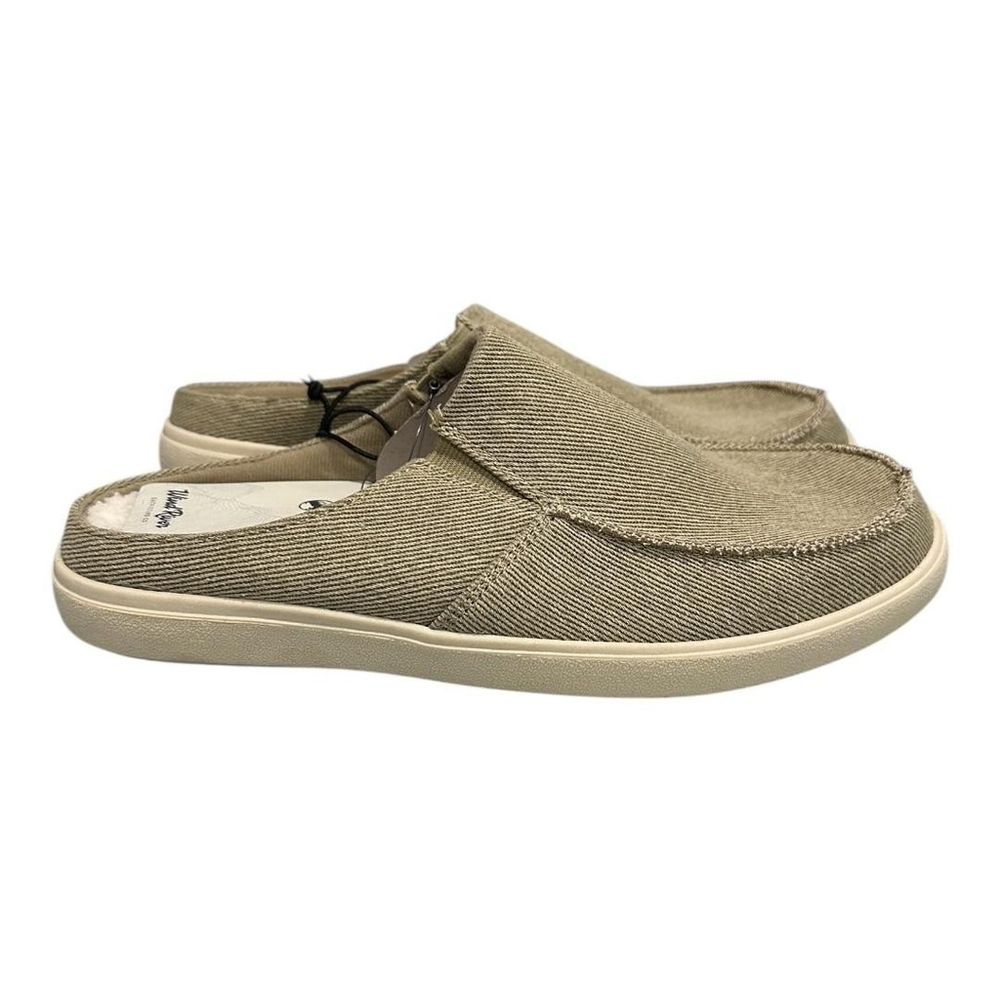 WindRiver Slippers Mens Size 8 Beige Faux Fur Lined Mule House Shoes Indoor